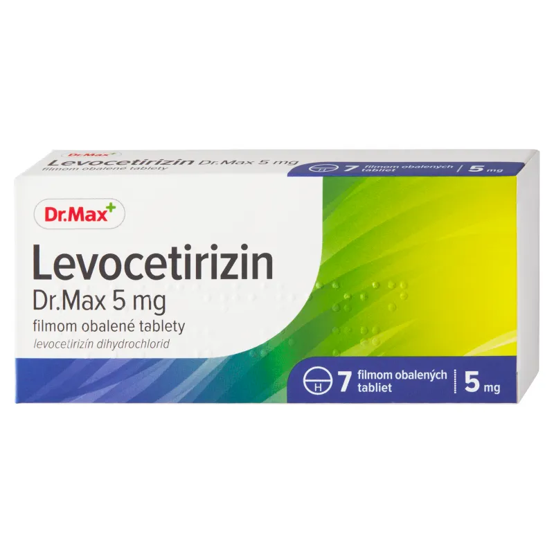Levocetirizin Dr. Max 5 mg 1×7 ks, proti alergickej nádche a chronickej žihľavke