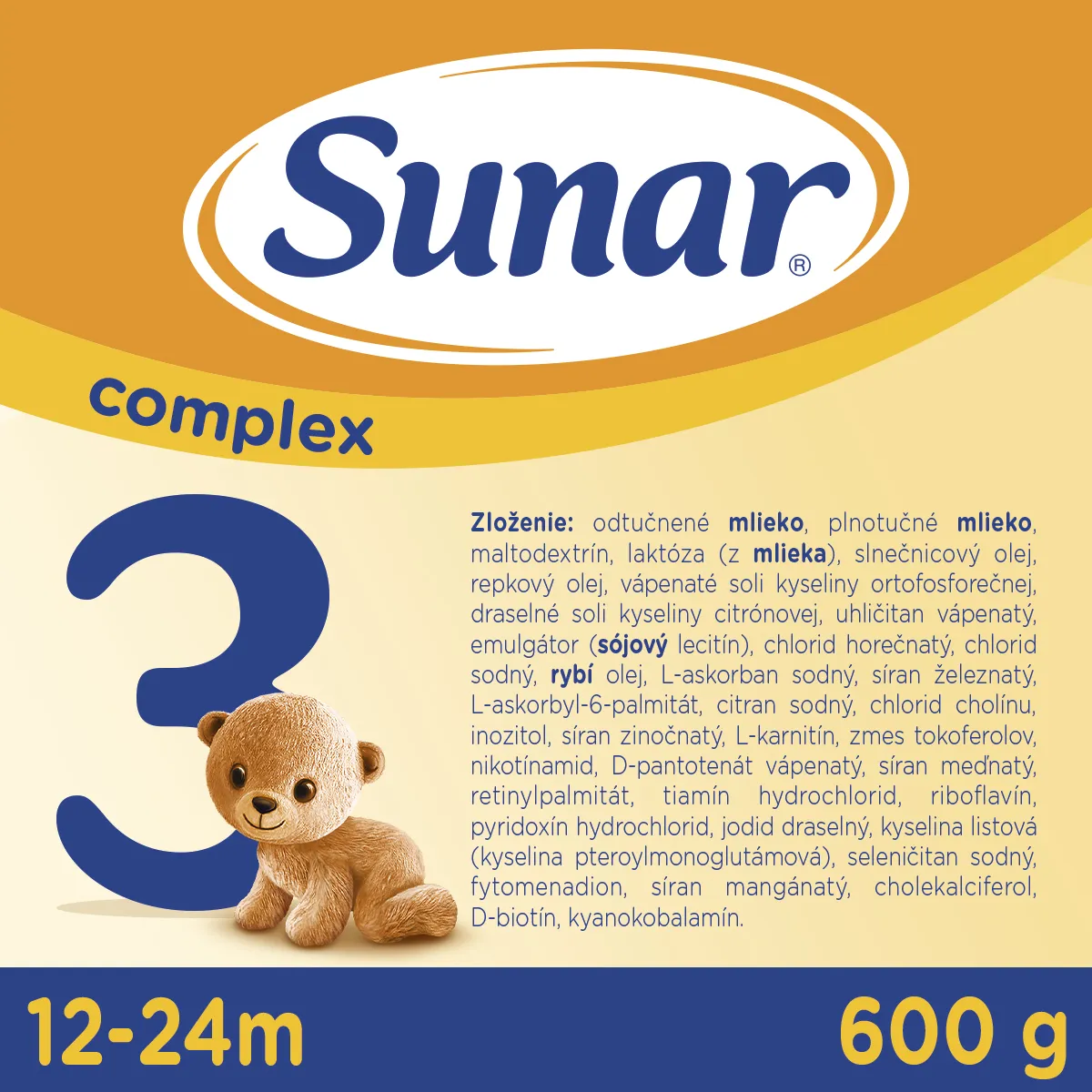 Sunar Complex 3 1×600 g, mliečna výživa, od 12. mesiaca