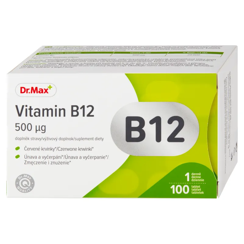 Dr. Max Vitamín B12 500 µg 1×100 tbl, výživový doplnok