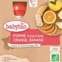 BABYBIO Jablko pomaranč banán (4x 90 g) - ovocný príkrm