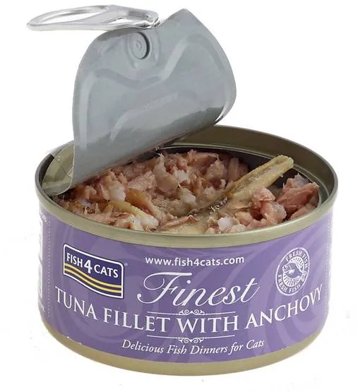 FISH4CATS Konzerva pre mačky Finest tuniak so ančovičkami 70g 1×70 g, konzerva pre mačky