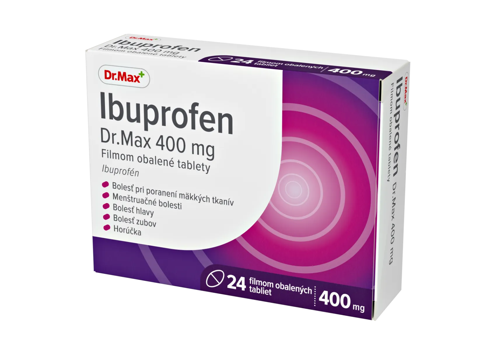 Ibuprofen Dr. Max 400 mg filmom obalené tablety 1×24 tbl, tlmí bolesť, zápal a znižuje horúčku