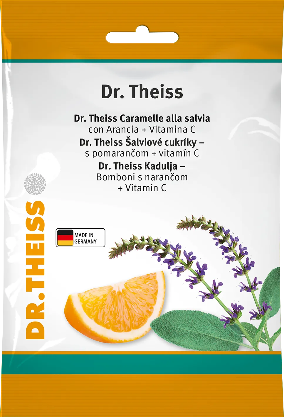Dr. Theiss Šalviové cukríky s pomarančom + vitamín C