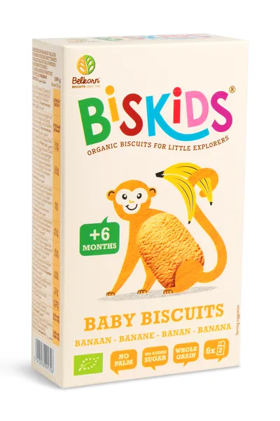 Belkorn BISkids – BIO mäkké detské celozrnné sušienky s banánom