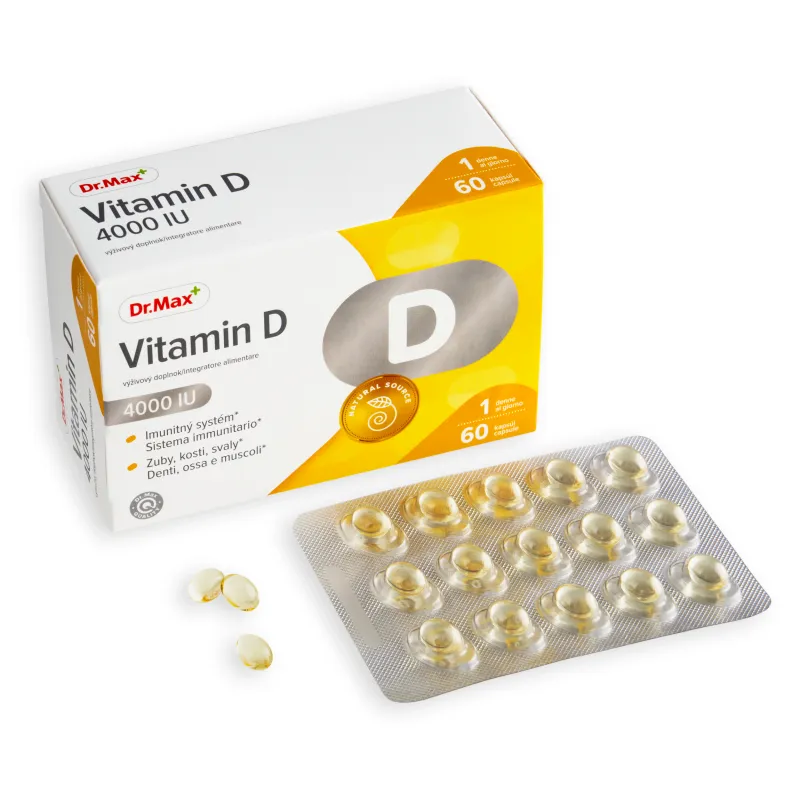 Dr. Max VITAMIN D 4000 IU 1×60 cps, výživový doplnok s obsahom vitamínu D