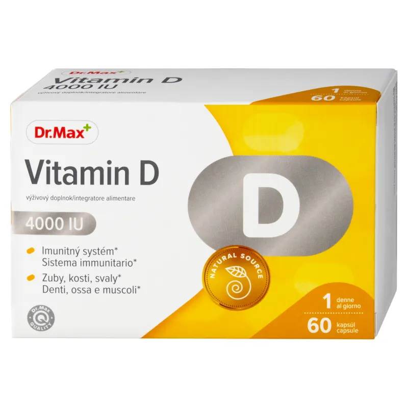 Dr. Max VITAMIN D 4000 IU 1×60 cps, výživový doplnok s obsahom vitamínu D