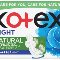 KOTEX vložky Natural Night single 6 ks