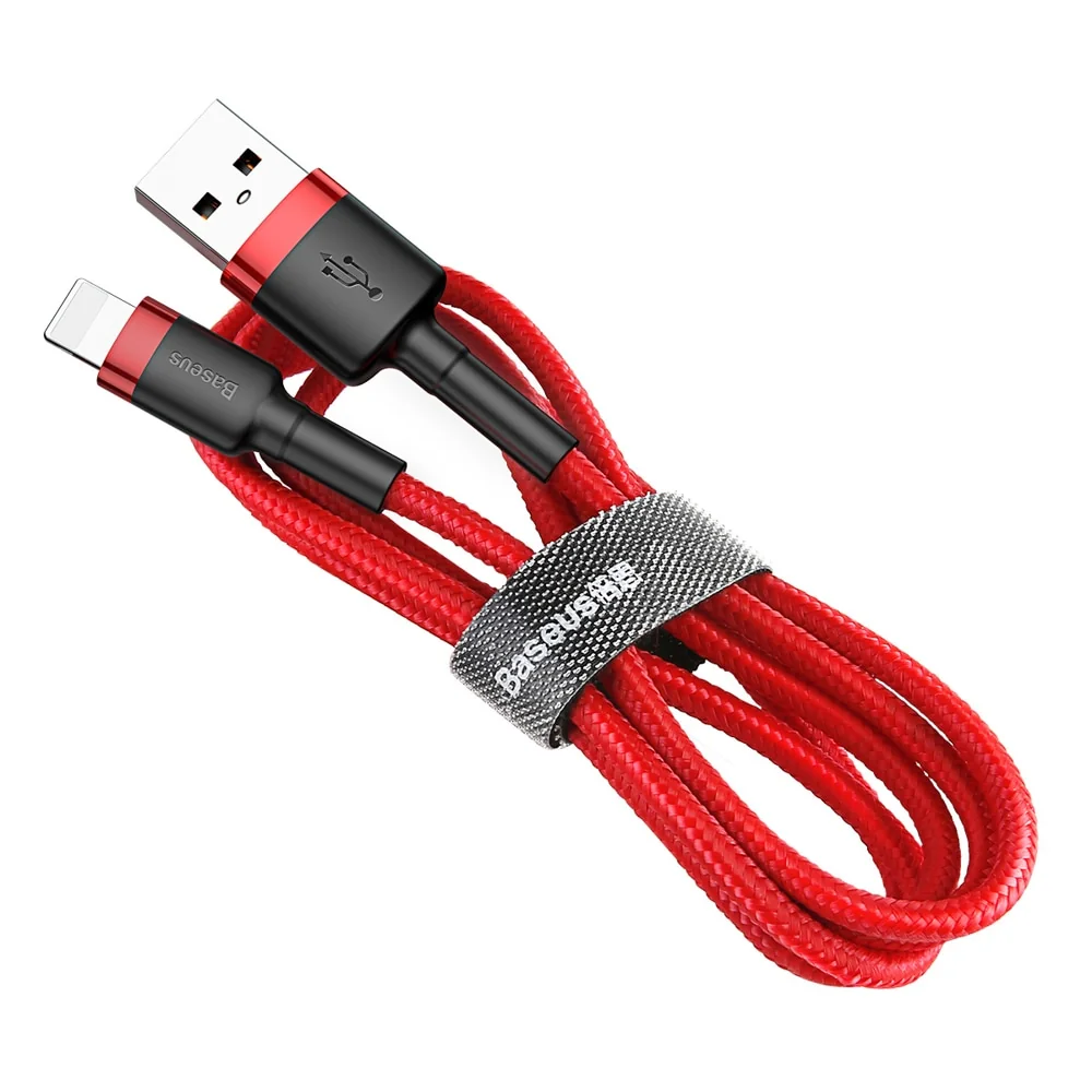 Baseus Cafule Durable Nylon Braided kábel USB / Lightning QC3.0 2m, če rvený