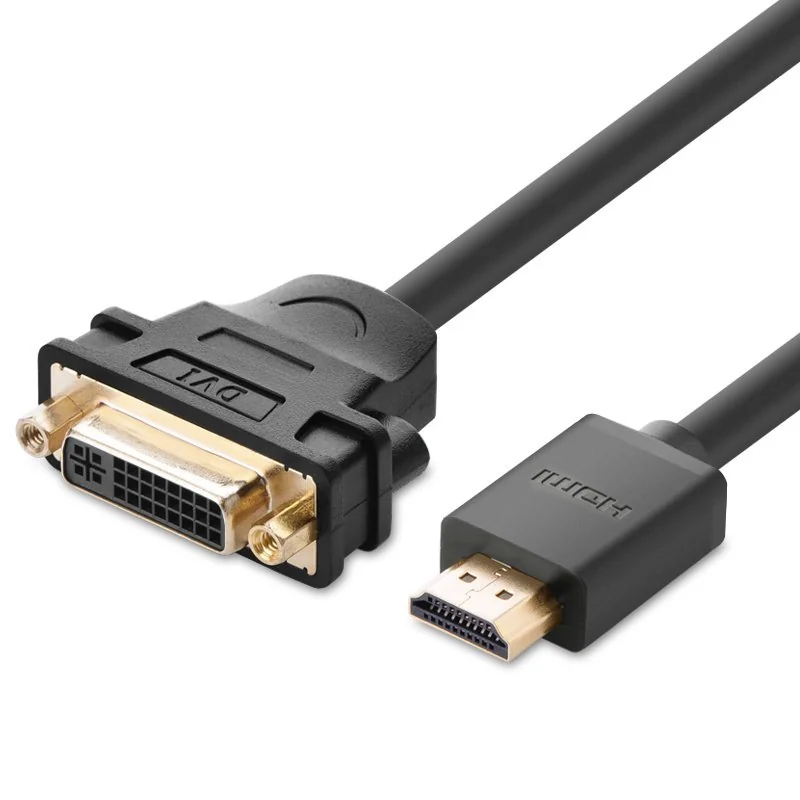 Ugreen adaptér DVI 24+5 pin - HDMI F/M 22cm, čierny 