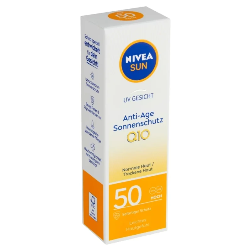 NIVEA Sun Pleťový krém na opaľovanie proti vráskam Q10 OF 50, 50 ml 86086