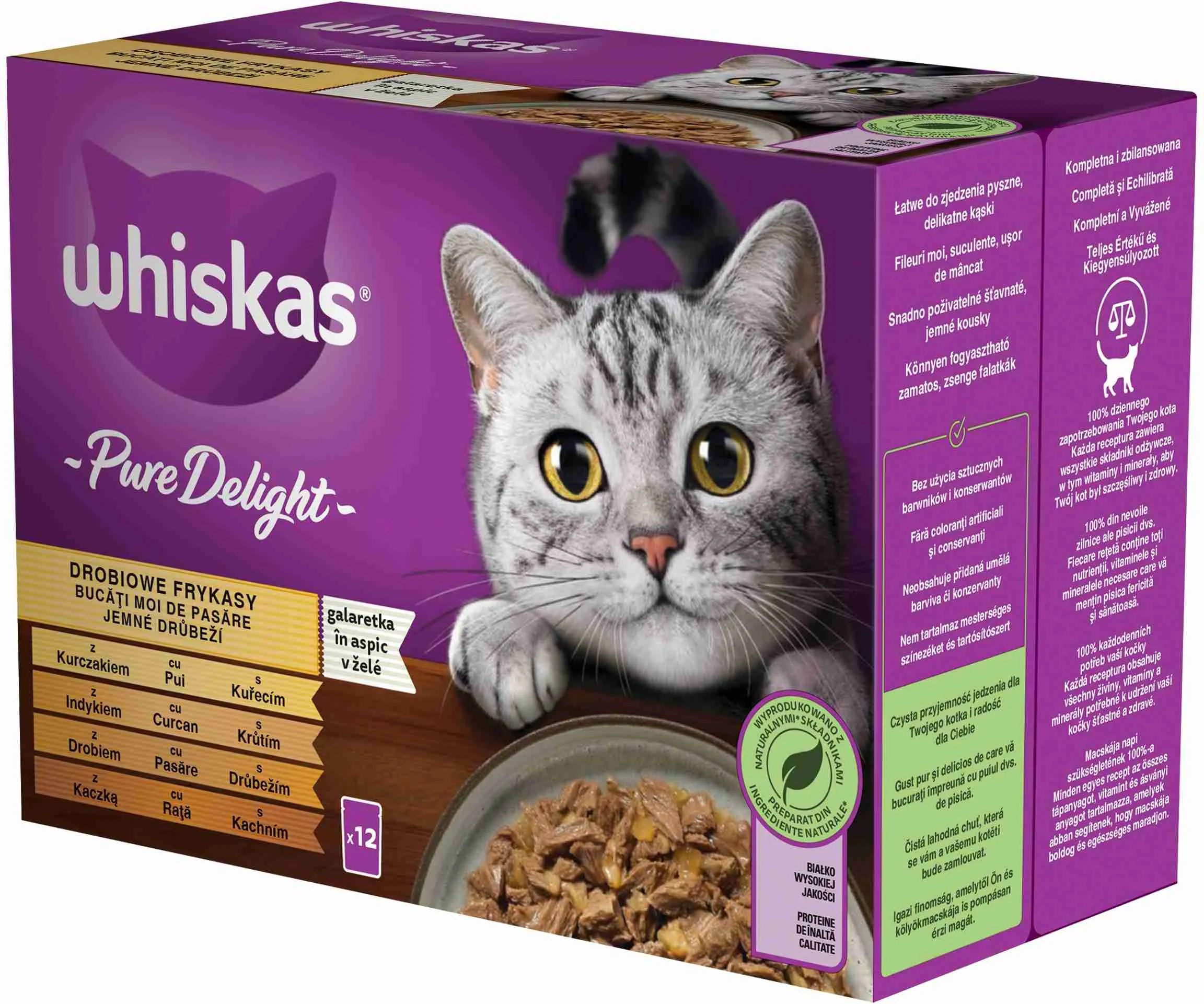 WHISKAS Kapsička Pure delight hydinový výber v želé 12pack 12×85g, kapsička pre mačky