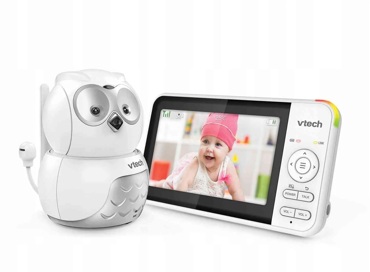 VTECH BM5550-OWL, detská video opatrovateľka Sova s displejom 5" a otočnou kamerou 1×1ks, pestúnka