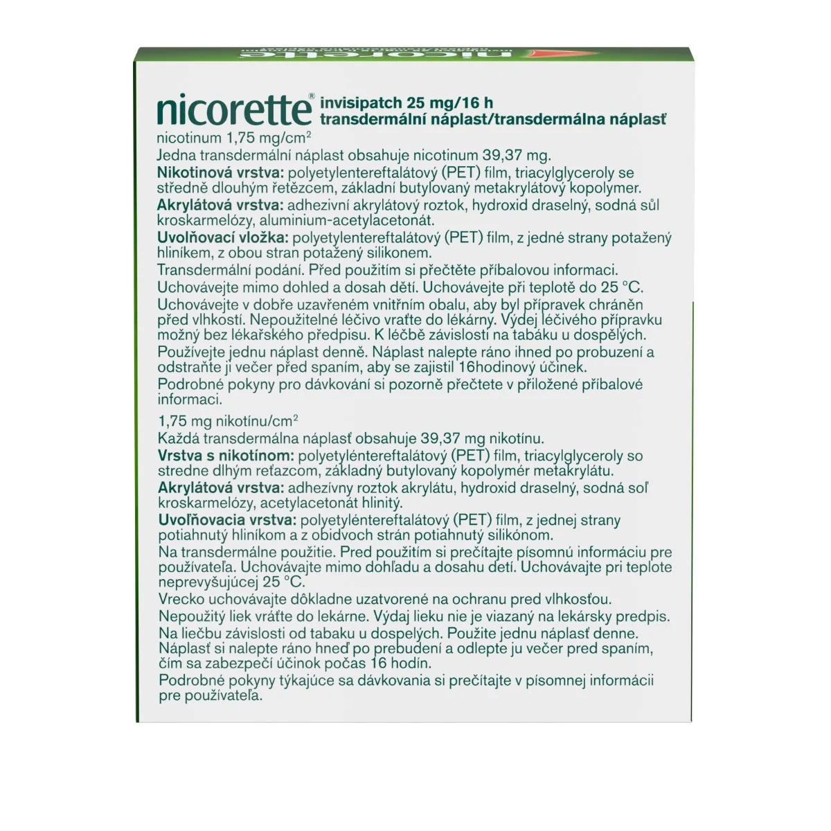 Nicorette® invisipatch 25 mg/16 h 1×7 ks, transdermálna náplasť