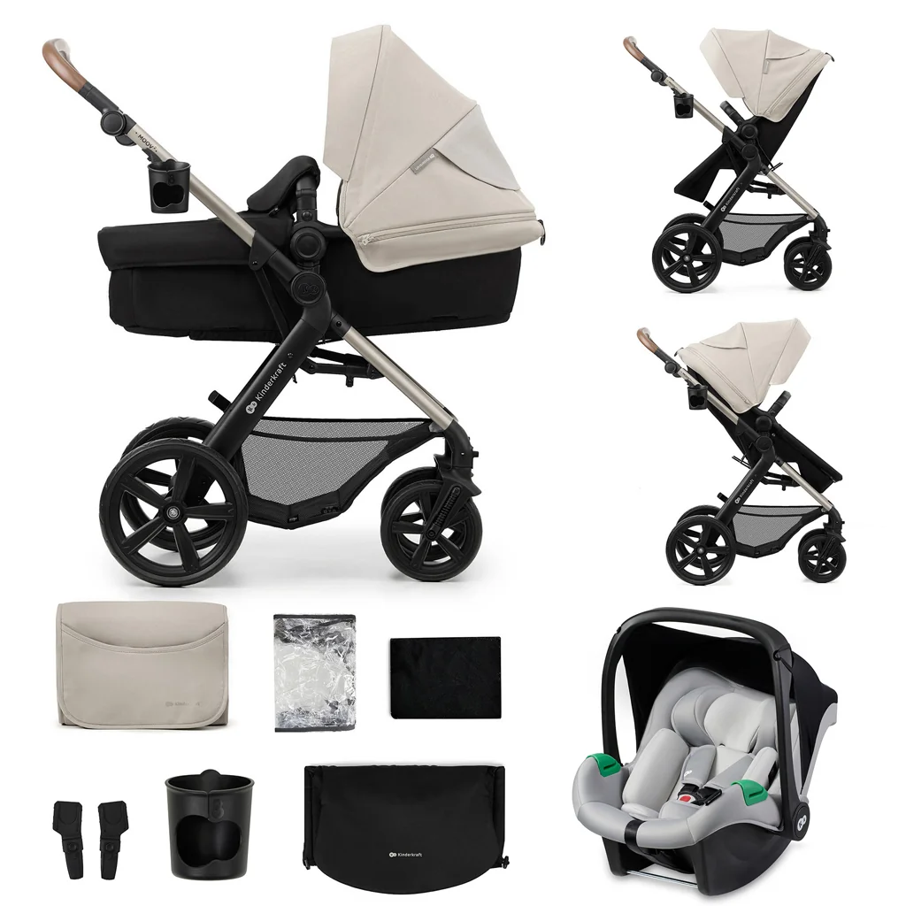 KINDERKRAFT Kočík kombinovaný Moov 2 3v1 Moonlight Grey - penové kolesá 1×1 ks, kombinovaný kočík