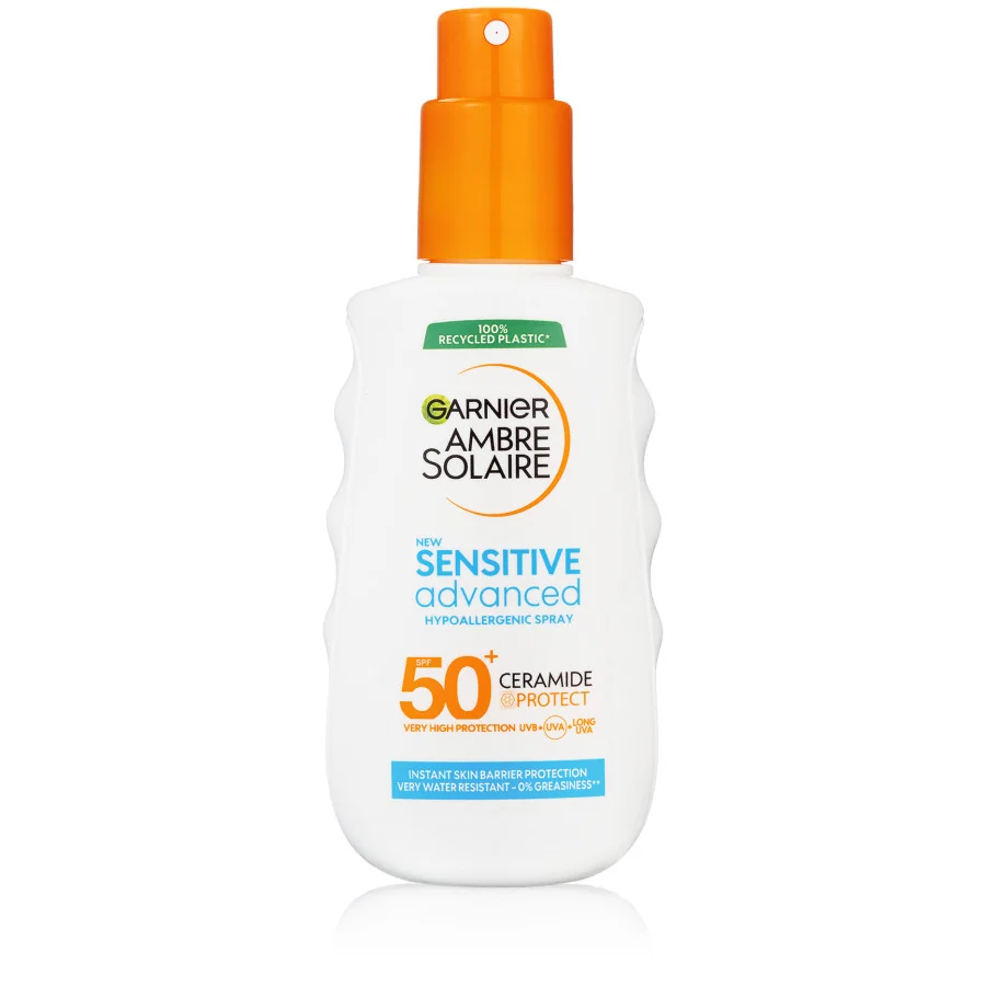 Garnier Ambre Solaire Sensitive Advanced Sprej, veľmi vysoká ochrana, svetlá citlivá pokožka, SPF 50+, 150 ml 1×150 ml sprej