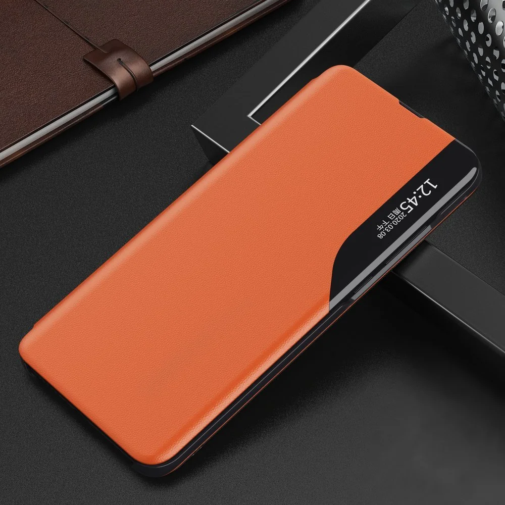 MG Eco Leather View knižkové puzdro na Samsung Galaxy M51, oranžové 