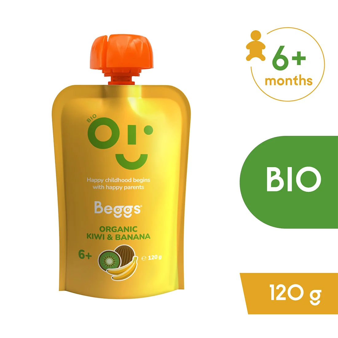 Beggs BIO Kiwi a banán 1×120 g, ovocný príkrm