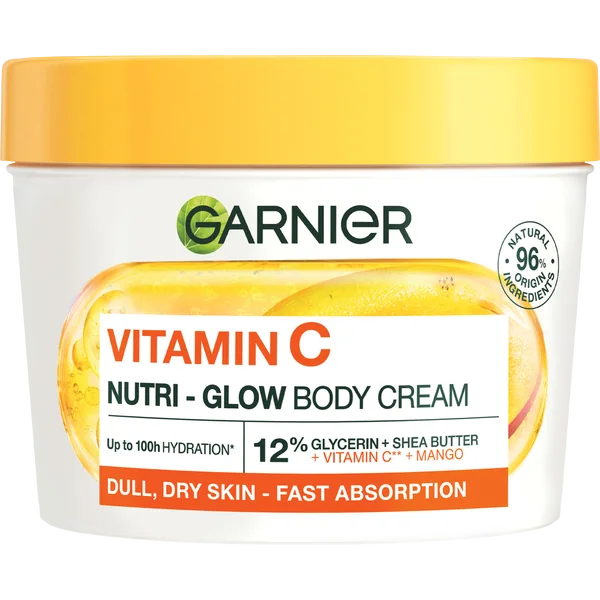 Garnier Body Food Glow krém na rozjasnenie pokožky s mangom + vitamínom C 1×380 ml, krém na pokožku