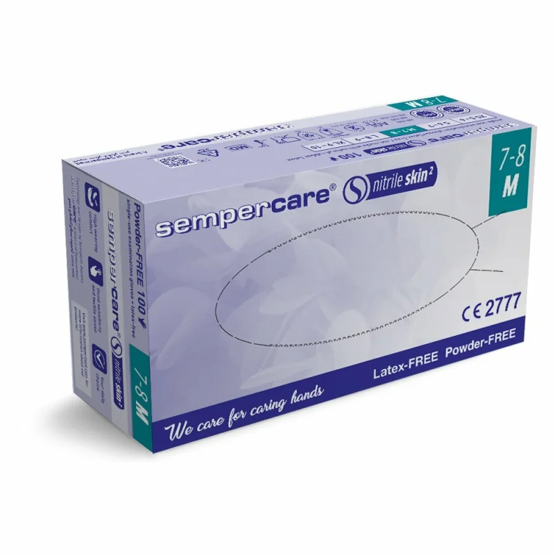 SEMPERCARE SKIN 2, ochranné nitrilové rukavice bez púdru, 200ks, veľ. M, modré TOW004363