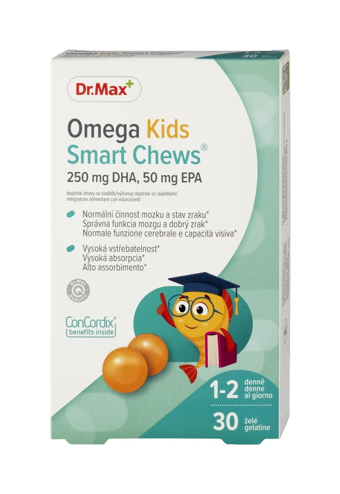 Dr. Max Omega Kids Smart Chews 1x30 ks, jemné želé s rybím olejom pre deti