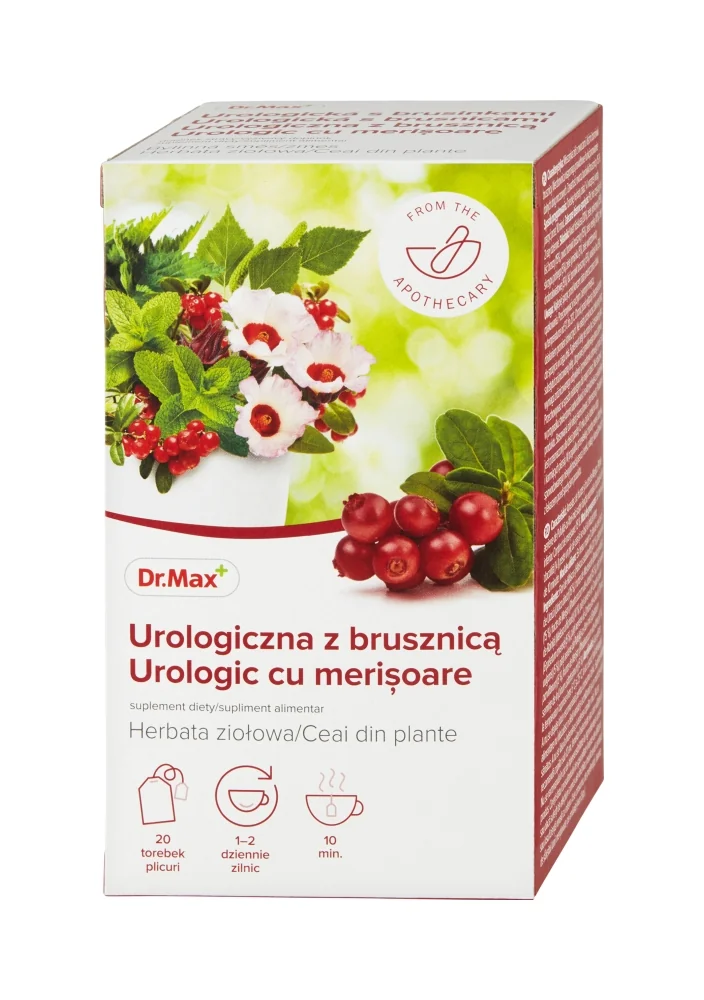 Dr. Max Urologická bylinná zmes s brusnicami 20×1,5 g, bylinný čaj, nálevové vrecká