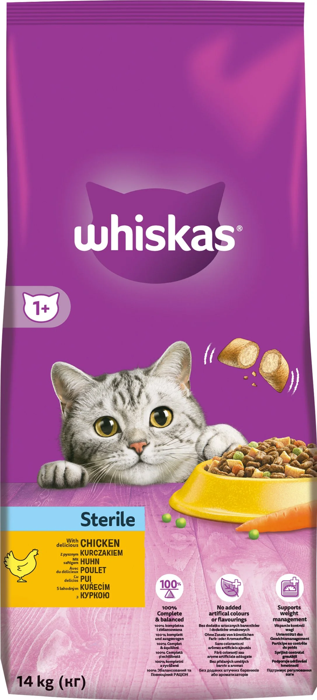 WHISKAS granule Sterile s kuracím 14kg