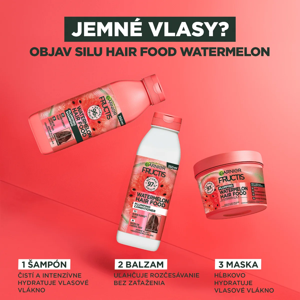 Garnier Fructis Hair Food watermelon šampón 1×350 ml, šampón