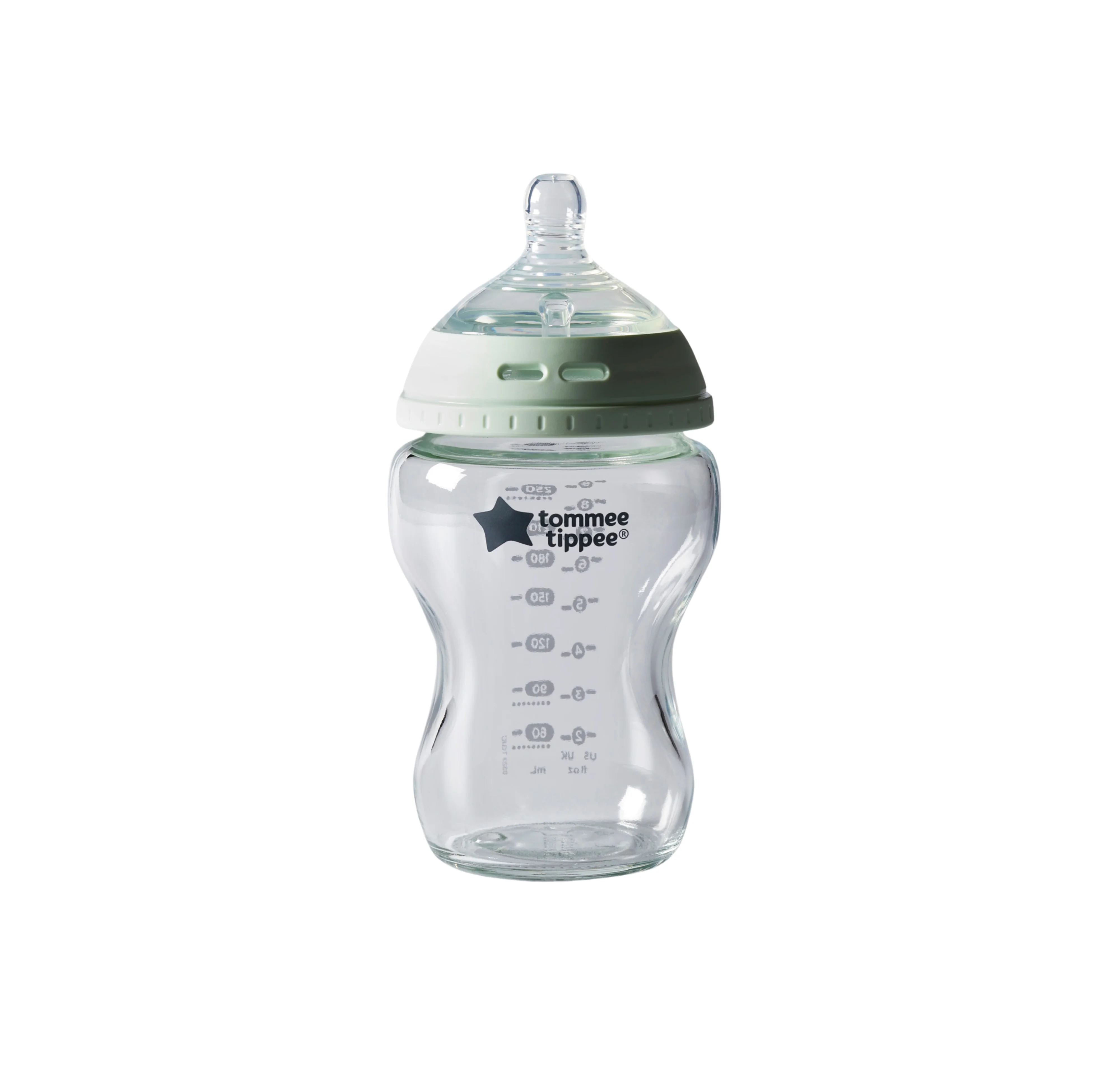 Tommee Tippee Natural Start Sklenená Samoterilizačná Dojčenská Fľaša s ANTI-COLIC cumlíkom Pomalý Prietok 250 ml, 0m+