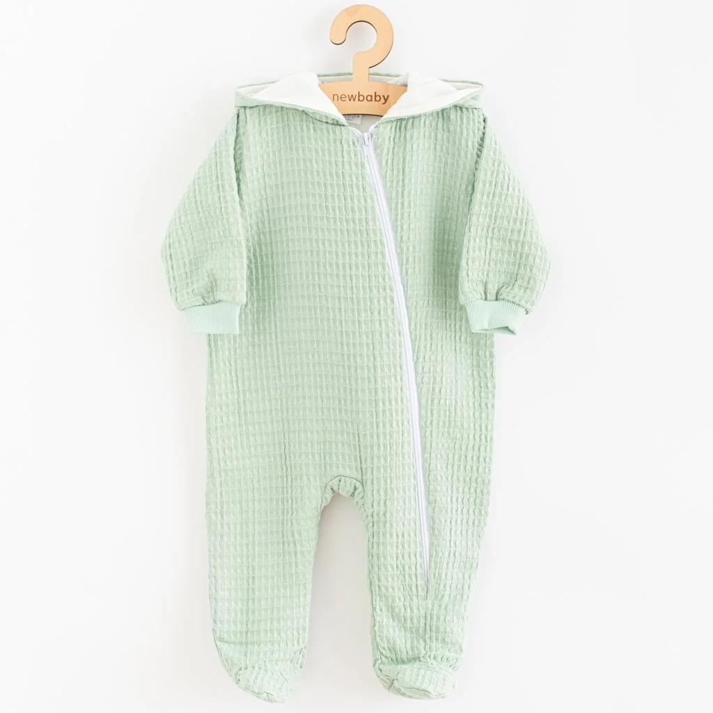 Dojčenský mušelínový overal s kapucňou New Baby Comfort clothes šalviová 68 (4-6m), 20C53389