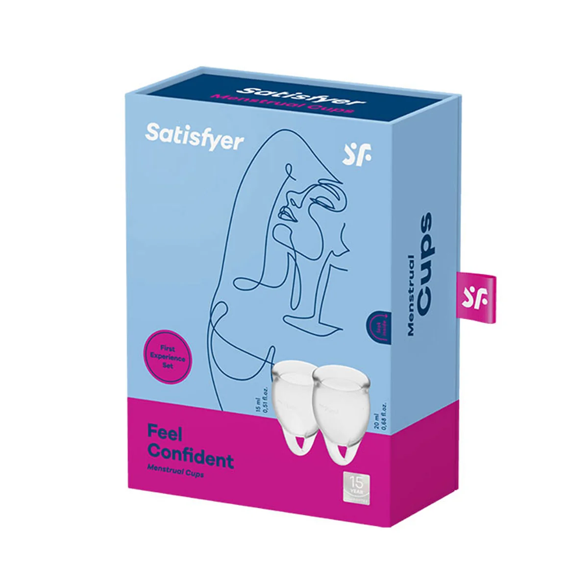 SATISFYER Menstruačné kalíšky Feel confident 2ks Transparentné 1ks/15ml + 1ks/20ml menstruačné kalíšky