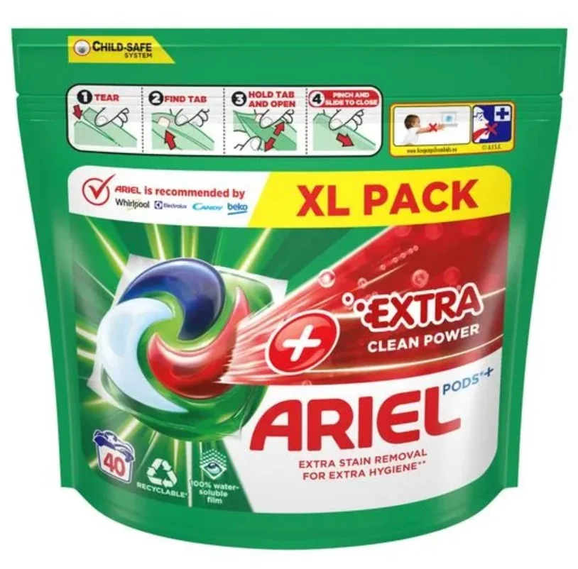 Ariel All-in-1 PODS Extra clean, Gélové Kapsuly Na Pranie, 40 Praní 1×40ks, Gélové Kapsuly Na Pranie