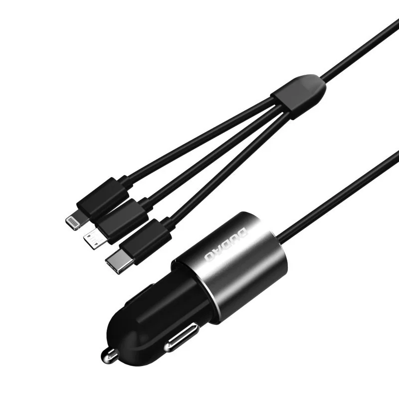 Dudao R5Pro autonabíjačka + kábel Lightning / USB-C / Micro USB 3.4A, čierna