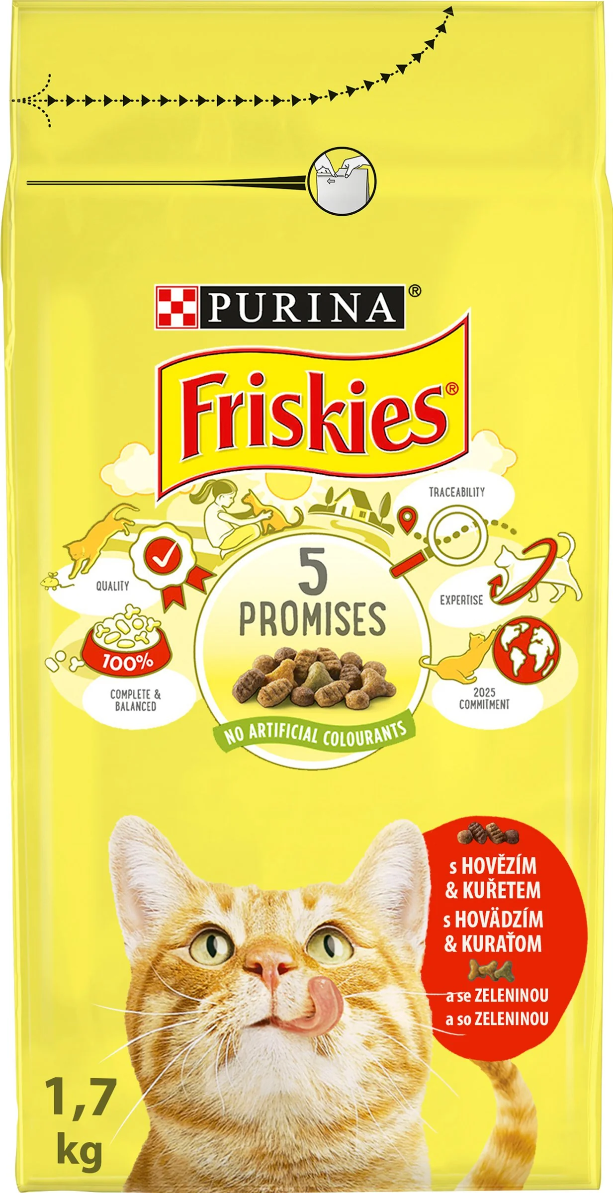 FRISKIES GM 6x1,7kg s hovädzím, kuraťom a pridanou zeleninou