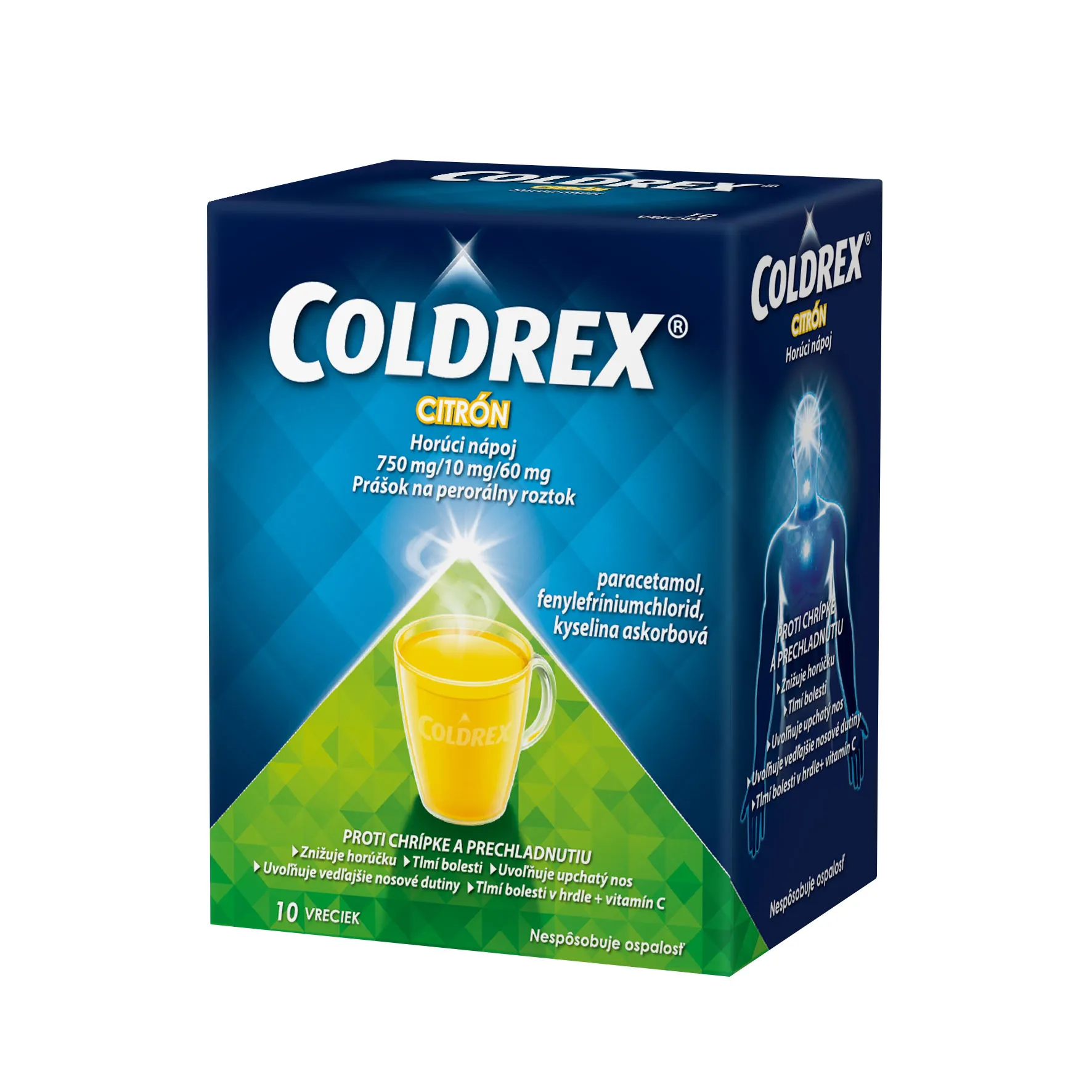 COLDREX Horúci nápoj Citrón, 10 vreciek 1×10 ks, liek proti chrípke a prechladnutiu