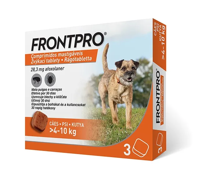 FRONTPRO® antiparazitárne žuvacie tablety pre psy (4-10 kg) 1×3 tbl, antiparazitárne tablety