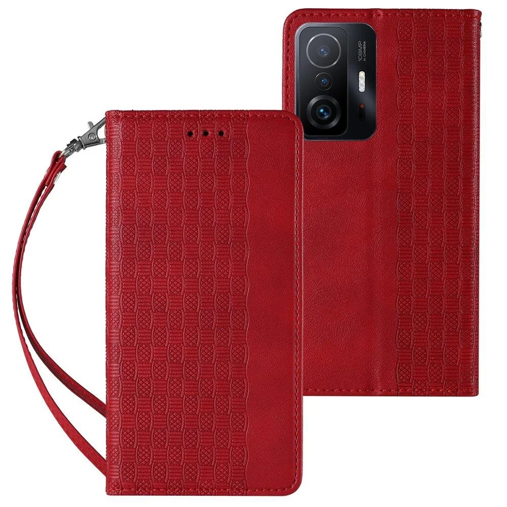 MG Magnet Strap knižkové kožené puzdro na Xiaomi Redmi Note 11 Pro 4G/5G červené