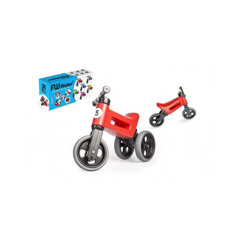 Teddies Odrážadlo FUNNY WHEELS Rider Šport červené 2v1, výška sedla 28 / 30cm nosnosť 25kg 18m + v krabici 