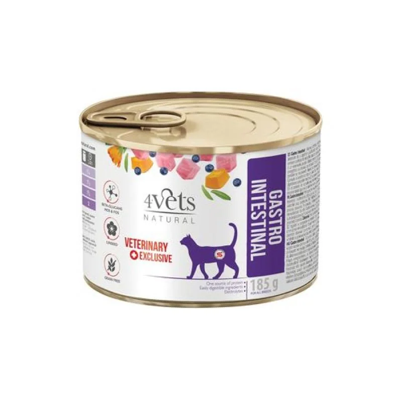 4Vets NATURAL VETERINARY EXCLUSIVE GASTRO INTESTINAL 185g pre mačky pri ochoreniach tráviaceho traktu