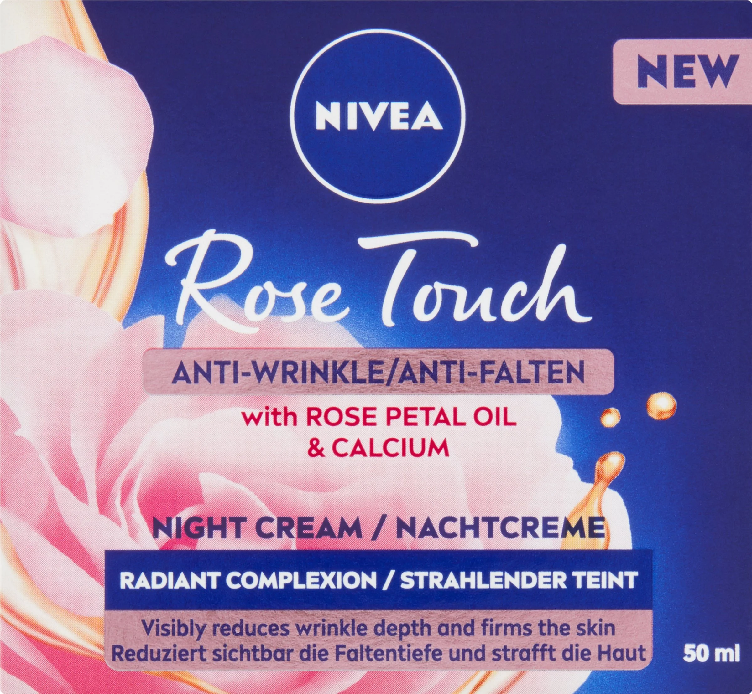 Nivea Nočný krém proti vráskam Rose Touch 1×50 ml, nočný krém proti vráskam