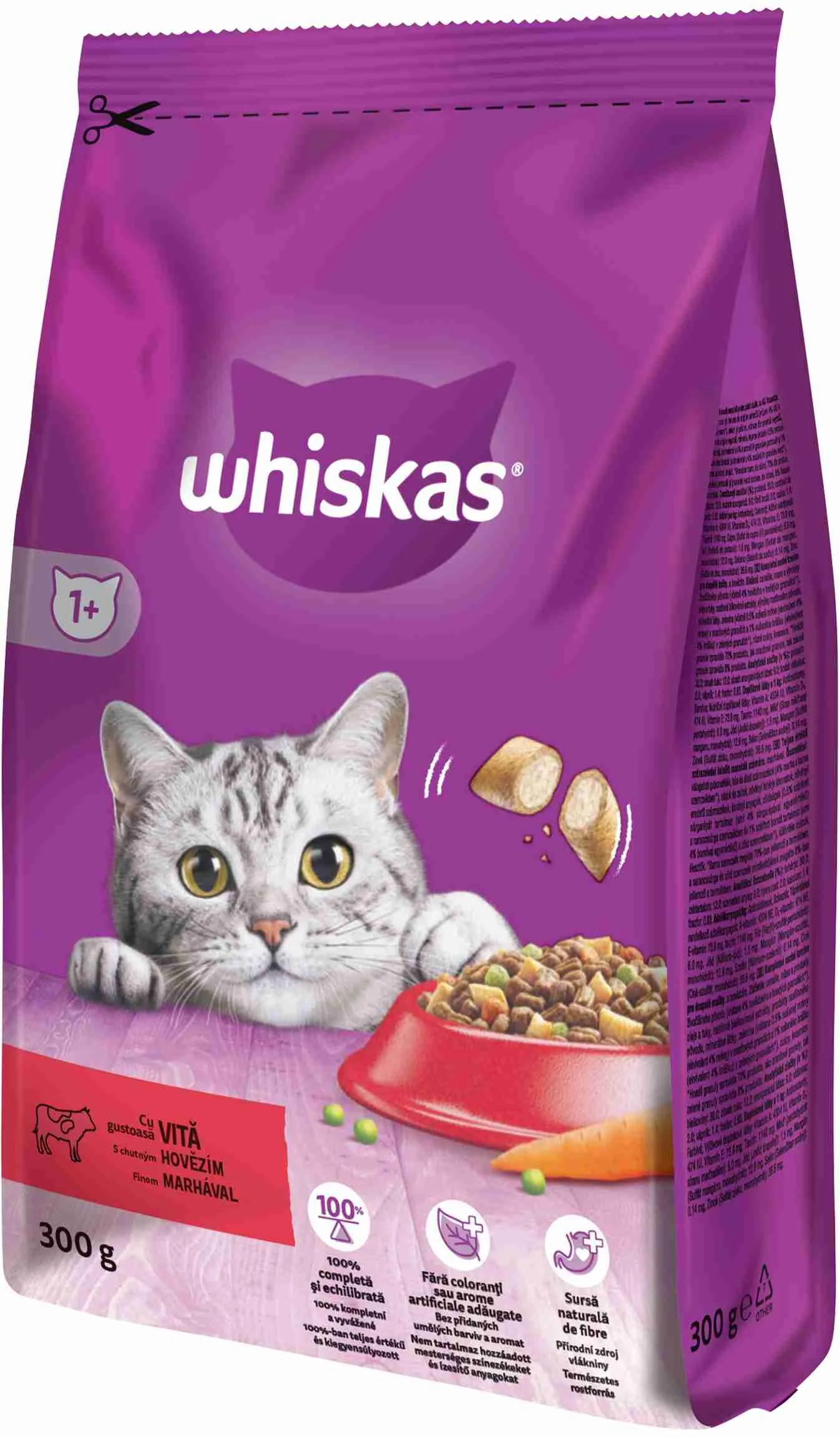 WHISKAS Granule s hovädzím 300g 1×300g, granule pre mačky