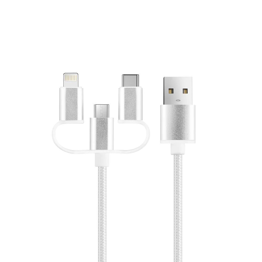 SETTY SC-3W1N01 USB kábel 3v1 (USB, Lightning, USB-C, microUSB), biela (GSM113221)