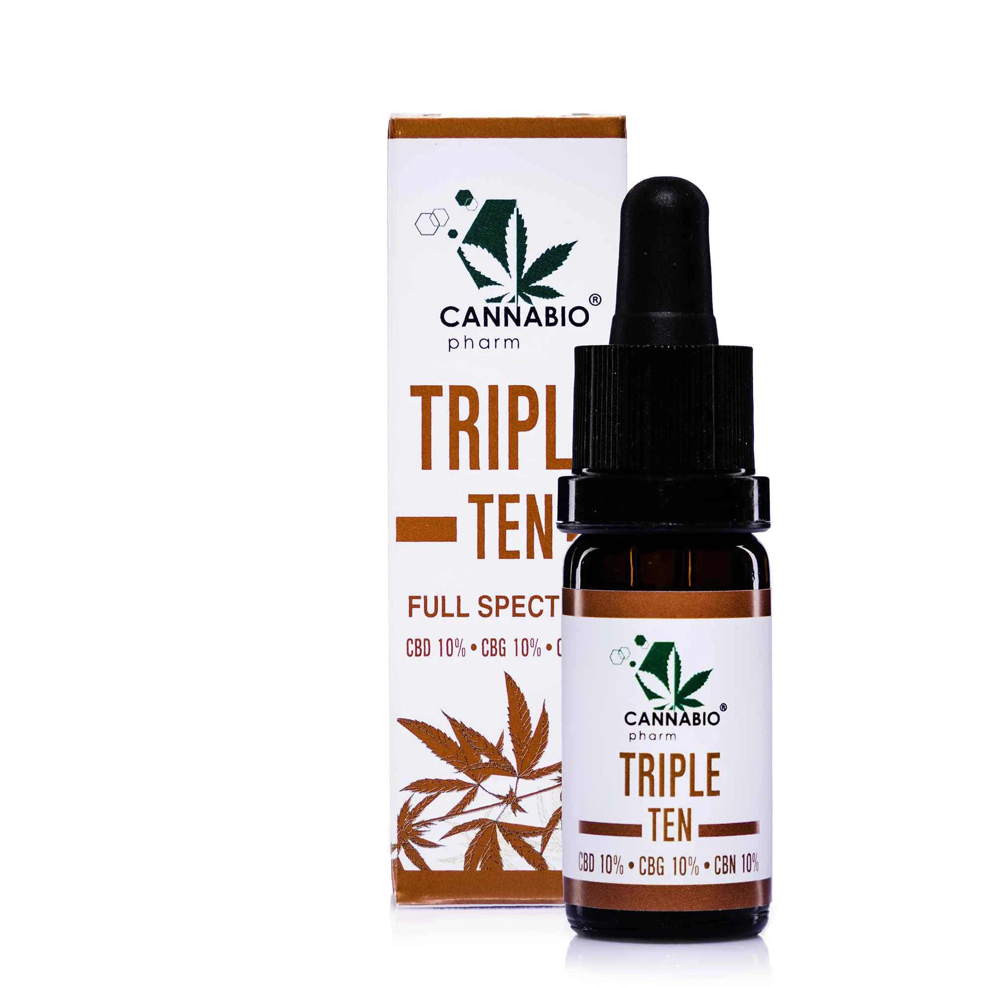 CANNABIOpharm TRIPLE TEN- CBD 10%-CBG 10%-CBN 10% 1×10 ml, olej s obsahom CBD, CBG a CBN