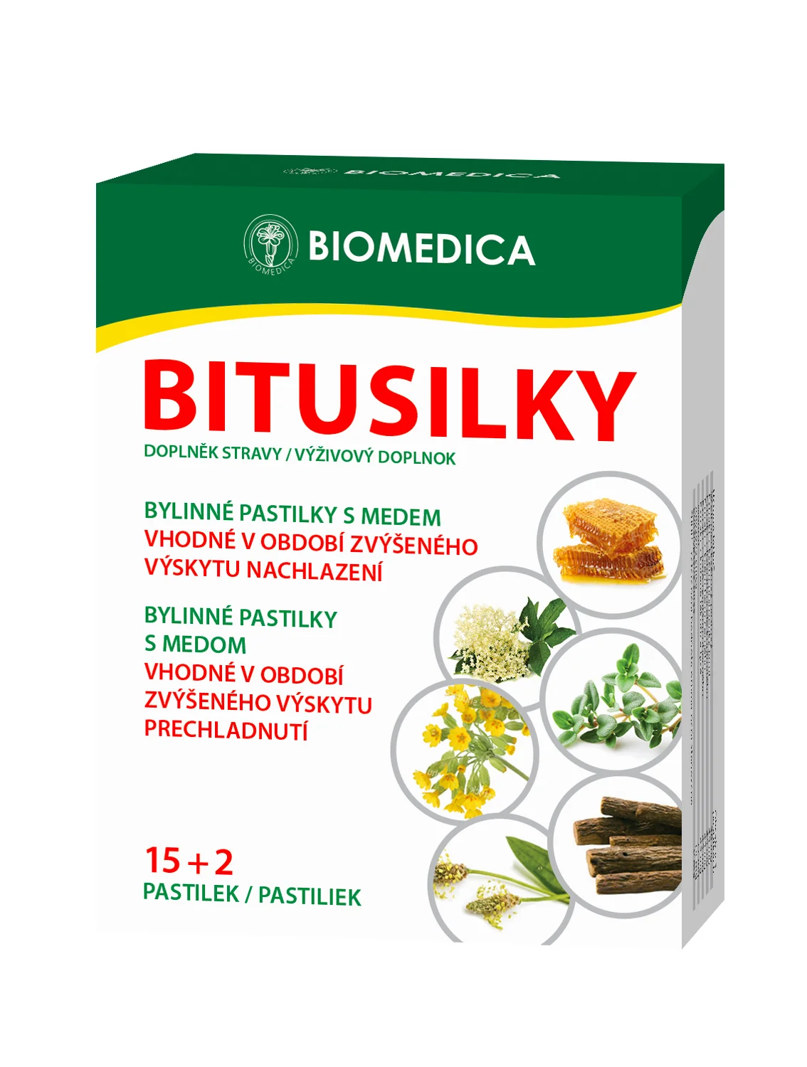 Biomedica Bitusilky bylinné pastilky s medom