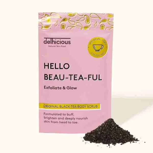 Delhicious, Original Black Tea Body Scrub 1×100 g, telový peeling