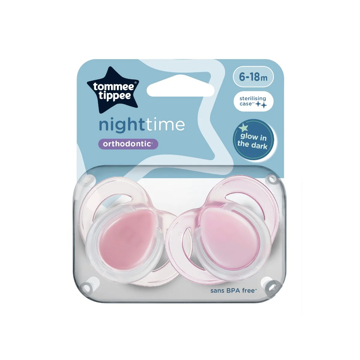 Tommee Tippee CTN Dudlík Night-time 6-18m, 2 ks - viac farebných variant 1×2 ks, silikónový cumlík