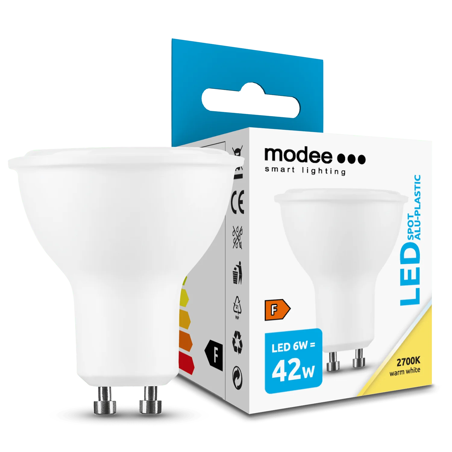 Modee Lighting LED Spot Alu-Plastic GU10 6W 550lm teplá biela (ML-GU10P2700K6W)