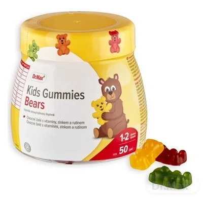 Dr. Max Kids Gummies Bears 1×50 ks, ovocné želé s vitamínmi, zinkom a rutínom