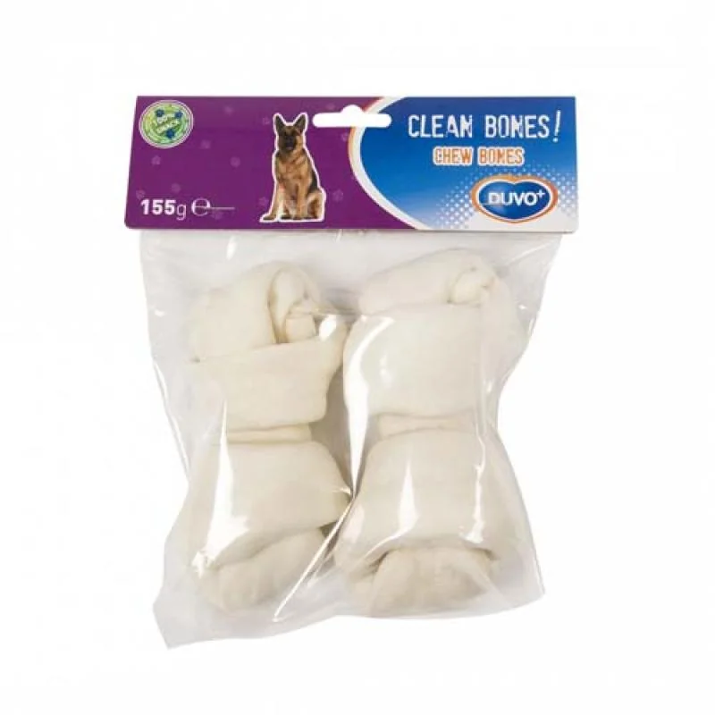 DUVO+ CELAN BONES! Uzol biely z byvolej kože 14cm 2ks 155g 