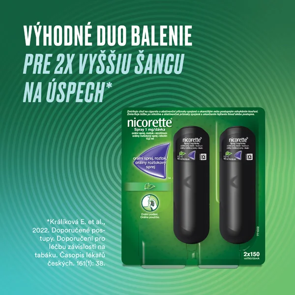 Nicorette® Spray 1 mg/dávka 2×13,2 ml, orálny roztokový sprej