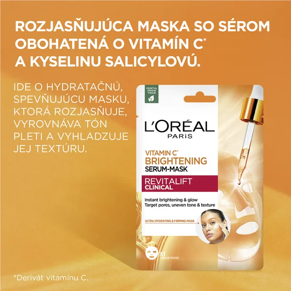 L'Oréal Paris Revitalift Clinical rozjasňujúca pleťová maska s vitamínom C 1×26 g, pleťová maska